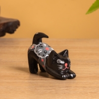 Сувенир «Потягивающийся Кот», 2.5×6×5 см, дерево, чёрный