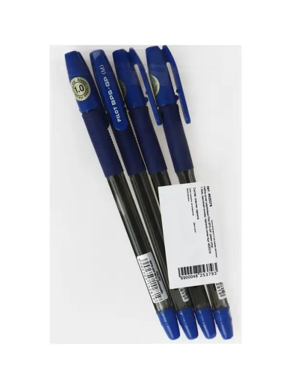 Набор шариковых ручек Pilot BPS-GP, 4 штуки, синий стержень, на масляной основе, узел 1.0 мм, резиновый упор