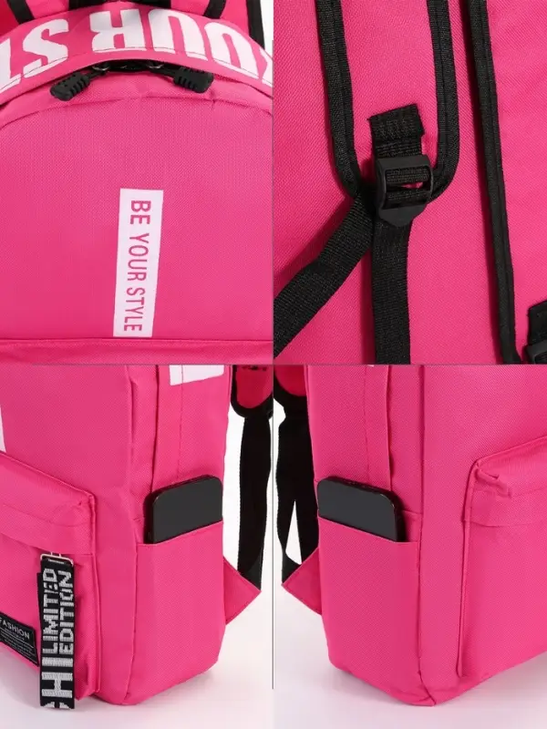 Рюкзак молодёжный на молнии, с карманами, размер 27&times;10&times;37.5 см, малиновый