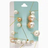 Набор булавок (6 шт.) &laquo;Жемчуг&raquo;, 6.5 см, белый в золоте