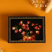 Шкатулка «Тюльпаны», 10×14 см, лаковая миниатюра