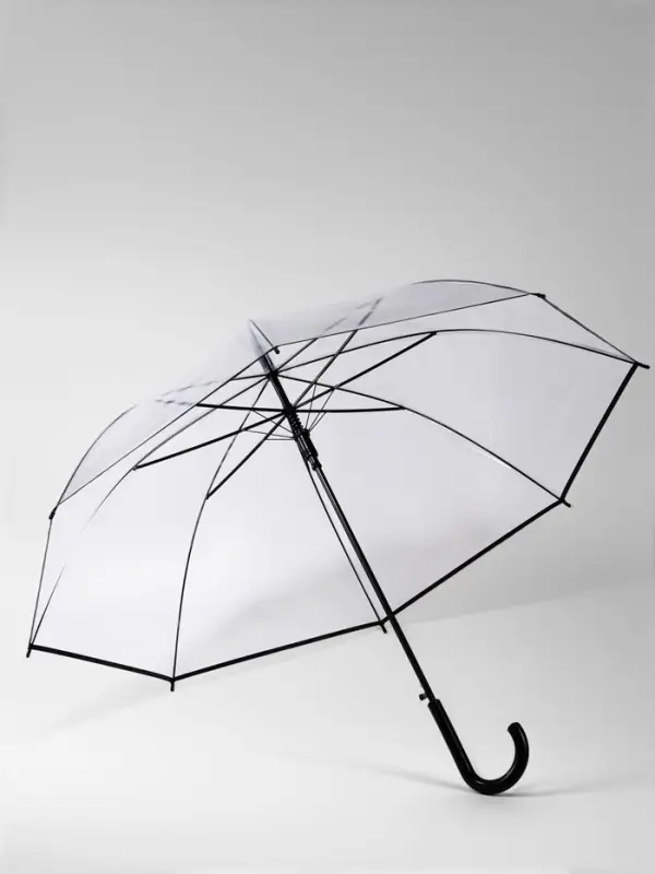 Зонт - трость полуавтоматический &laquo;Однотон&raquo;, 8 спиц, R=51/58 см, d=102 см, прозрачный