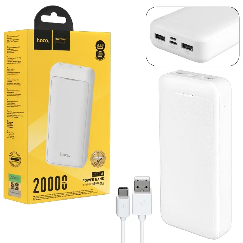 Внешний аккумулятор J111A 20000 mAh HOCO белый Внешний аккумулятор J111A 20000 mAh HOCO белый
