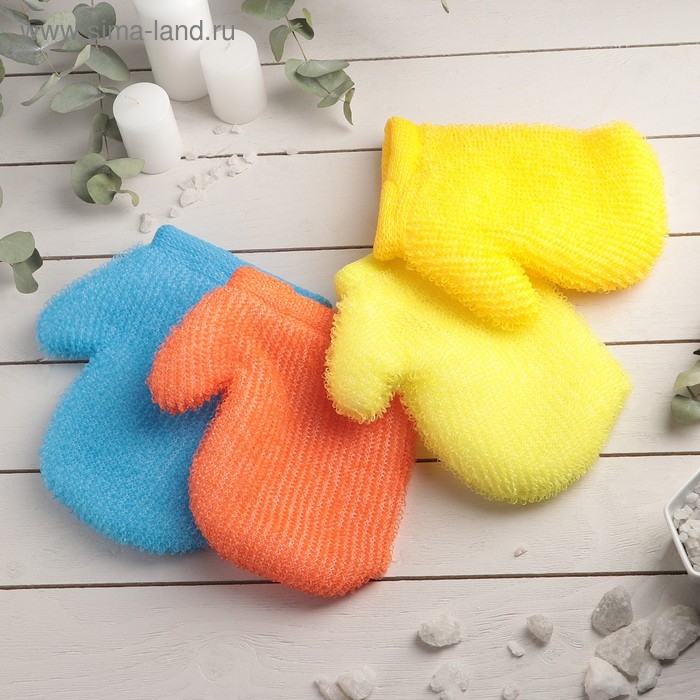 Мочалка для тела «Варежка», 27×22 см, цвет МИКС