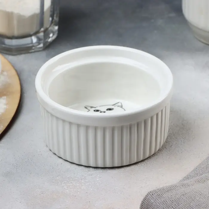 Рамекин керамический «Кушай», 9.5 х 4.5 см, 200 мл, цвет белый Рамекин керамический «Кушай», 9.5 х 4.5 см, 200 мл, цвет белый