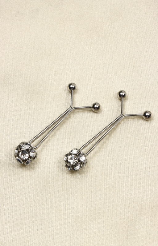 Зажим для платка «Хрусталь» шарик, цвет белый в серебре (неделимая фасовка 12 шт., цена за шт.)