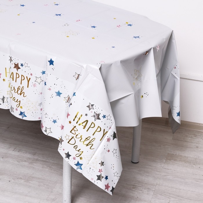 Скатерть «С днём рождения», 137 × 183 см, цвет белый Скатерть «С днём рождения», 137 × 183 см, цвет белый