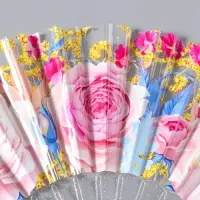 Веер складной пластик &laquo;Чайные розы&raquo;, блеск, 23 см