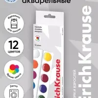 Акварель ErichKrause, 12 цветов, без кисти, мягкий пластик, картонная коробка, европодвес (эконом упаковка)
