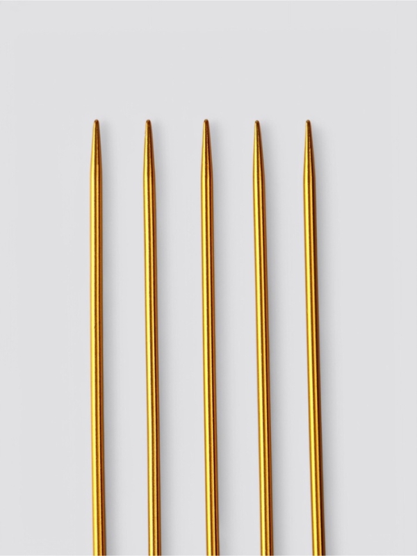 Спицы для вязания чулочные 15см d3мм (5шт) PVC-пакет алюминий золото АУ Спицы для вязания чулочные 15см d3мм (5шт) PVC-пакет алюминий золото АУ