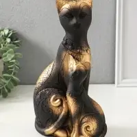 Копилка для денег &laquo;Коты Фараоны&raquo;, гипс, чёрная в золоте, 27.5&times;15&times;9 см