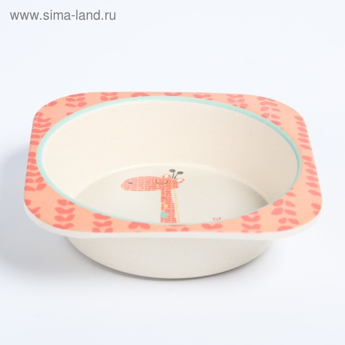 Набор детской бамбуковой посуды «Жираф», тарелка, миска, стакан, приборы, 5 предметов Набор детской бамбуковой посуды «Жираф», тарелка, миска, стакан, приборы, 5 предметов