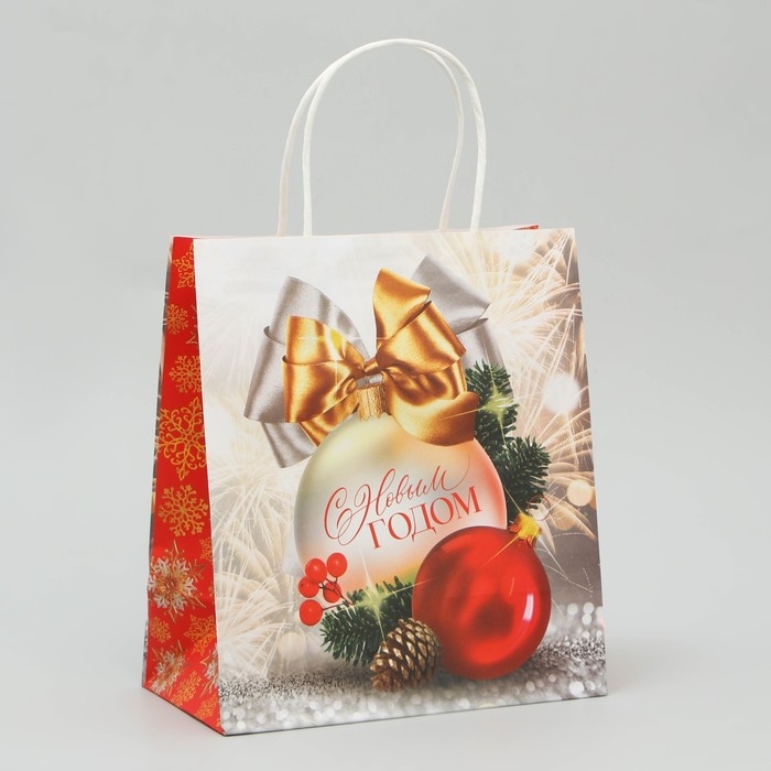 Пакет подарочный новогодний крафтовый «С Новым годом», 22 х 25 х 12 см Пакет подарочный новогодний крафтовый «С Новым годом», 22 х 25 х 12 см