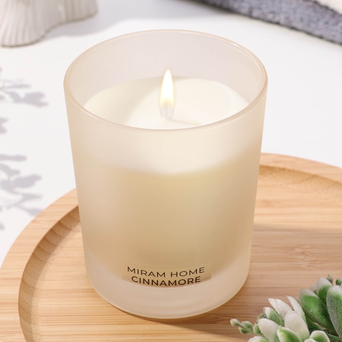 Свеча ароматическая в стекле  Свеча ароматическая в стекле "CINNAMORE", апельсин, корица и ваниль, 200 г