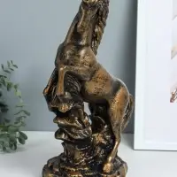 Фигура "Конь на дыбах" 21,5х15х36 см, чёрное золото