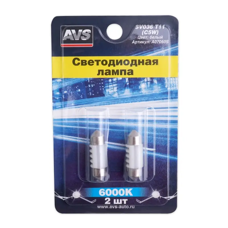 SV036 T11/белый/ (SV8,5) 4SMD 2835, 31 мм, блистер 2 шт.