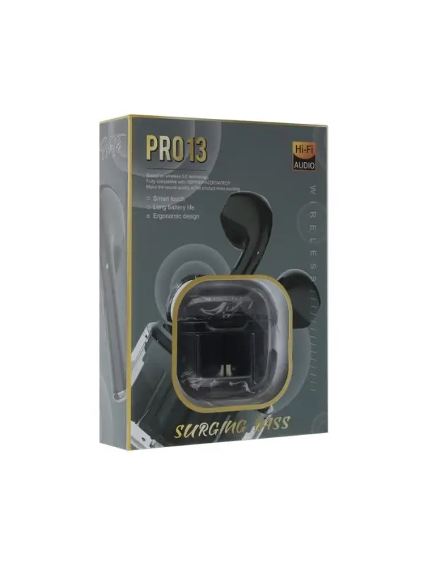 Наушники беспроводные Mybit Pro13, TWS, вкладыши, Bluetooth 5.0, 30/180 мАч, чёрные в прозрачном кейсе Наушники беспроводные Mybit Pro13, TWS, вкладыши, Bluetooth 5.0, 30/180 мАч, чёрные в прозрачном кейсе