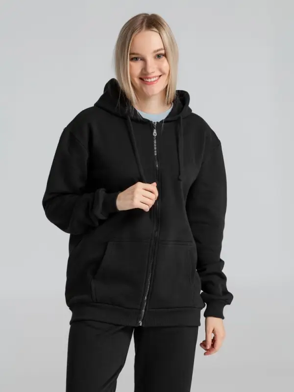 Толстовка на молнии с капюшоном Siverga Heavy 2.0, черная, размер S
