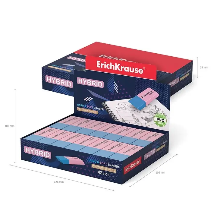 Ластик ErichKrause Hybrid, 54 х 18 х 7.5 мм, мягкий, гипоаллергенный Ластик ErichKrause Hybrid, 54 х 18 х 7.5 мм, мягкий, гипоаллергенный
