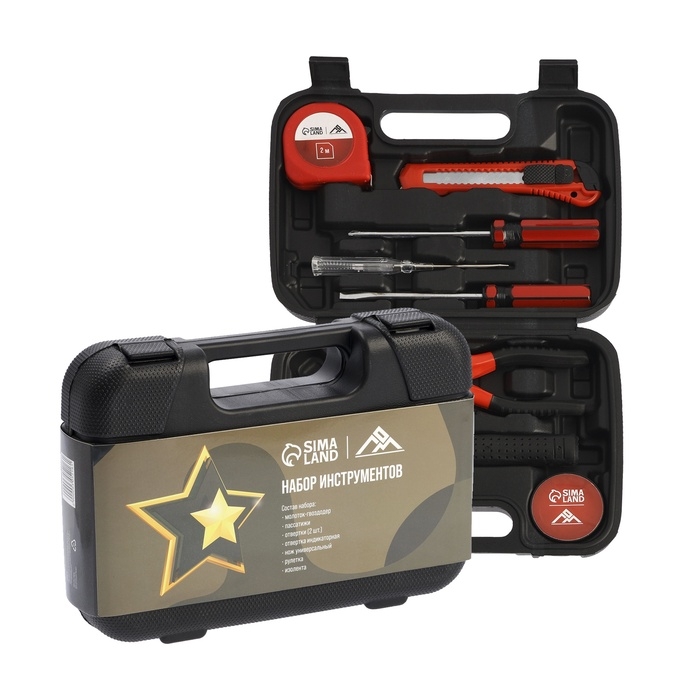 Набор инструментов в кейсе ЛОМ "23 ФЕВРАЛЯ", в подарочной упаковке, 8 предметов