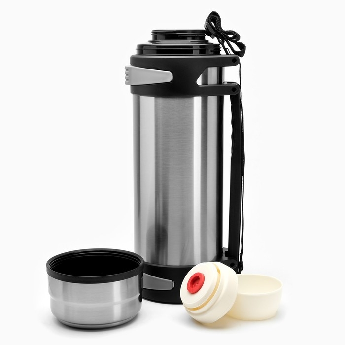 Термос, 5 л, Volume Термос, 5 л, Volume "Колумб", с двумя кружками, сохраняет тепло 24 ч, 15 х 46.7 см, хром