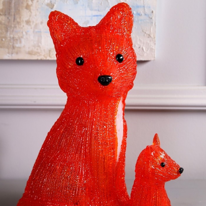 Светодиодная фигура «Лиса с лисёнком» 24 × 35 × 19 см, акрил, 40 LED, 220 В, свечение белое Светодиодная фигура «Лиса с лисёнком» 24 × 35 × 19 см, акрил, 40 LED, 220 В, свечение белое