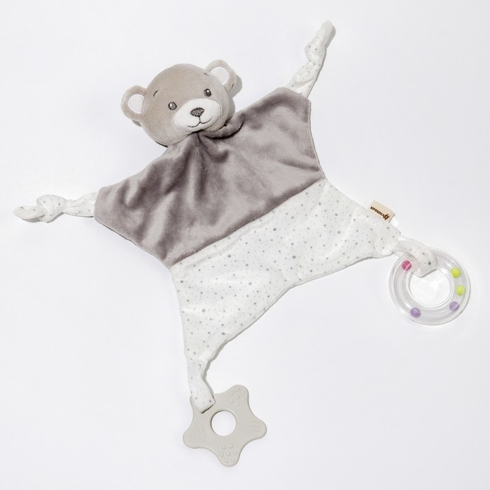 Комфортер - игрушка «Серый мишка», погремушка, прорезыватель, цвет серый, Крошка Я