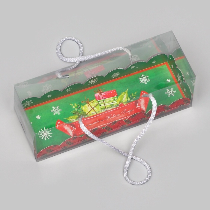 Кондитерская упаковка под рулет  Кондитерская упаковка под рулет "Счастливого Нового года", 22,5 х 7,8 х 7,8 см