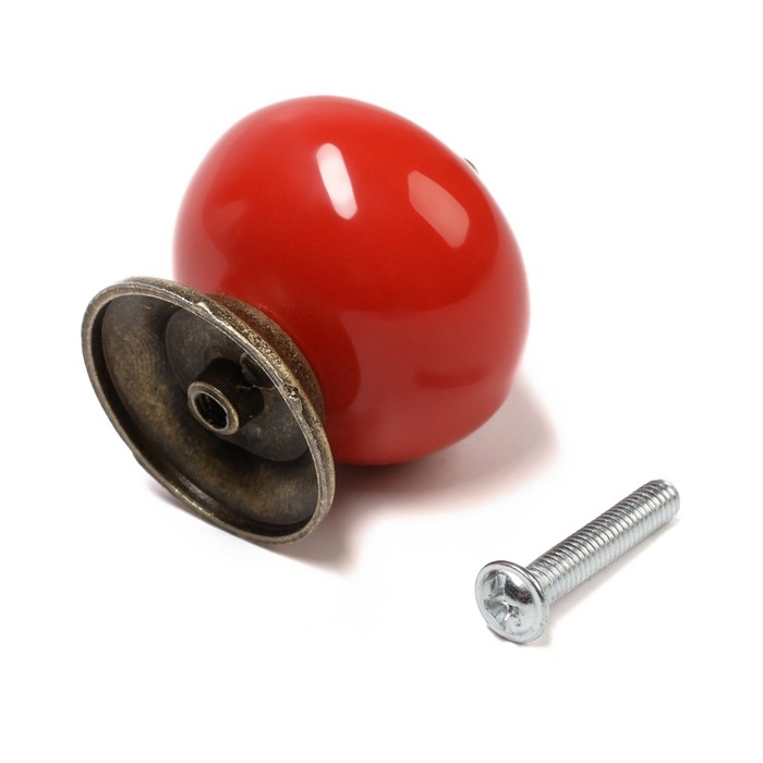 Ручка кнопка DOME Ceramics 003, керамическая, красная Ручка кнопка DOME Ceramics 003, керамическая, красная
