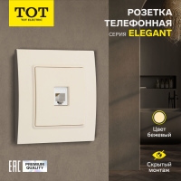 Розетка телефонная одноместная TOT Elegant, скрытая, бежевая