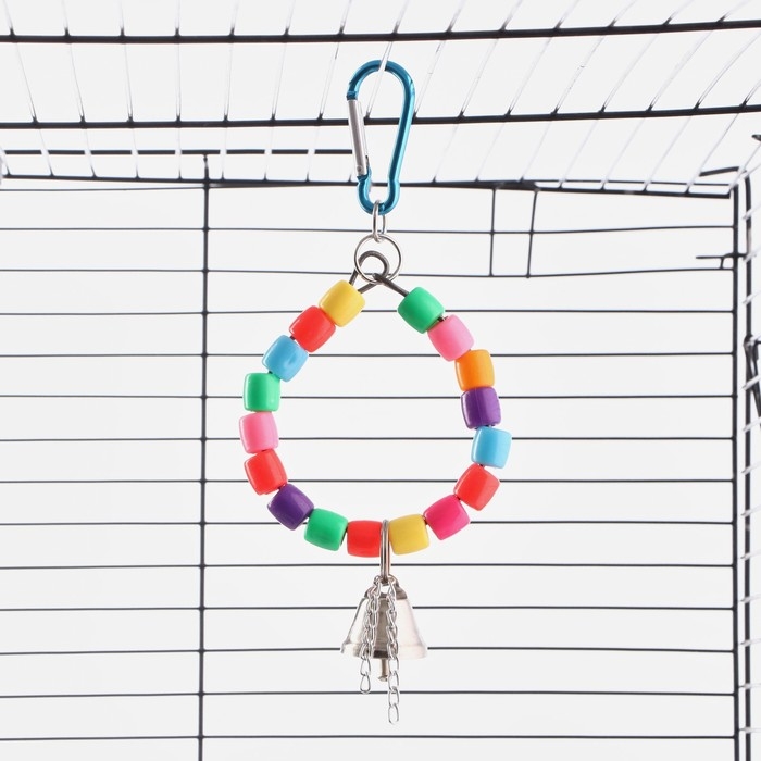 Игрушка для птиц Игрушка для птиц "Кольцо из бусин" с колокольчиком, 8 х 20 см