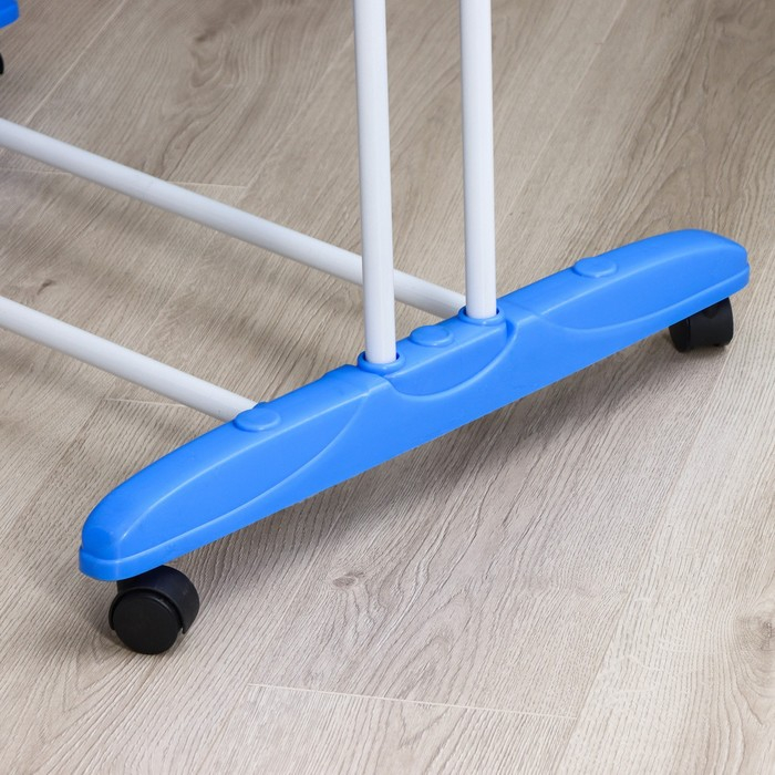 Сушилка для белья напольная трёхуровневая Доляна, 75(126)×64×170 см, рабочая длина 16 м, на колёсах Сушилка для белья напольная трёхуровневая Доляна, 75(126)×64×170 см, рабочая длина 16 м, на колёсах