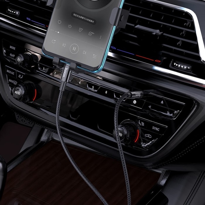 Кабель Hoco UPA19, Jack 3.5 мм (m) - Type-C, 1 м, нейлон, чёрный Кабель Hoco UPA19, Jack 3.5 мм (m) - Type-C, 1 м, нейлон, чёрный