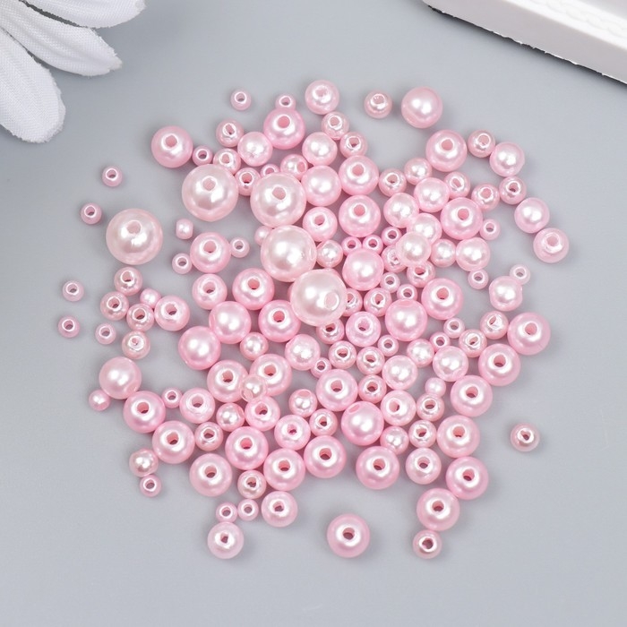 Бусины для творчества пластик Бусины для творчества пластик "Круглые. Розовая пудра" d=3-8 мм, набор 10 гр