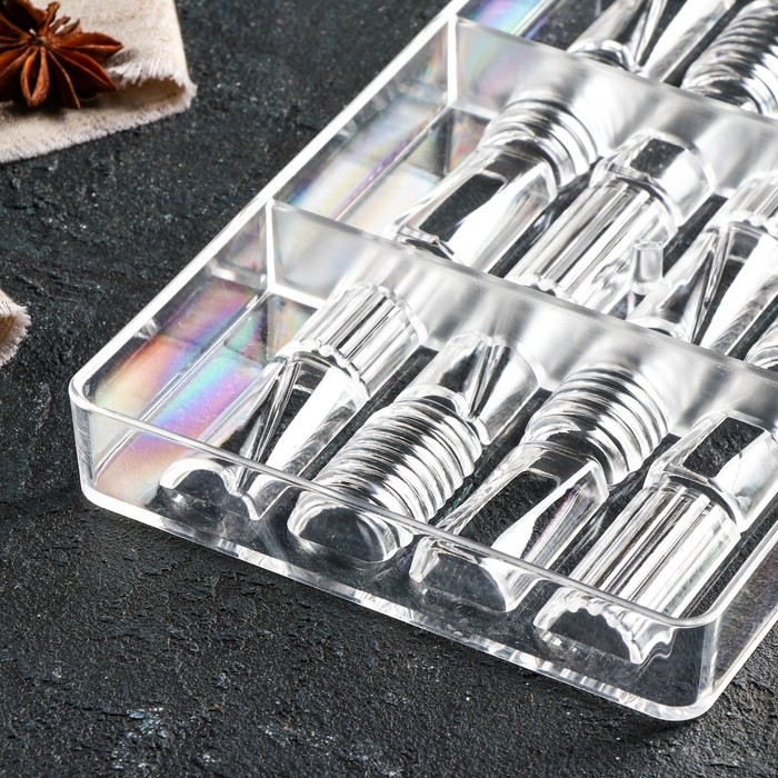 Форма для конфет и шоколада «Фигурный батончик», 20×12×2,5 см, 20 ячеек 3,3×1,6×0,8 см, цвет прозрачный Форма для конфет и шоколада «Фигурный батончик», 20×12×2,5 см, 20 ячеек 3,3×1,6×0,8 см, цвет прозрачный