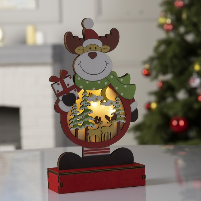 Светодиодная фигура «Олень» 13 × 24 × 5 см, дерево, батарейки ААх2 (не в комплекте), свечение тёплое белое Светодиодная фигура «Олень» 13 × 24 × 5 см, дерево, батарейки ААх2 (не в комплекте), свечение тёплое белое