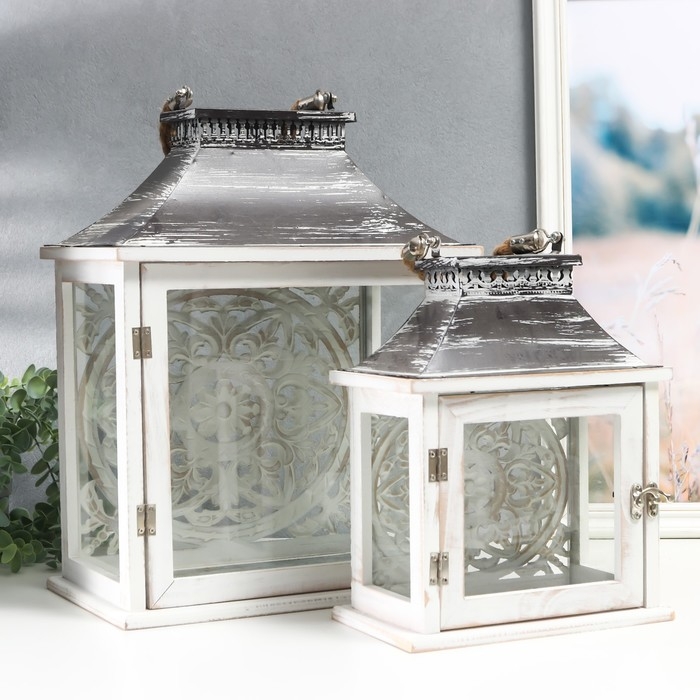 Подсвечник дерево Подсвечник дерево "Медальон лепнина" набор 2 шт 29х22х13 см, 47х19х31 см