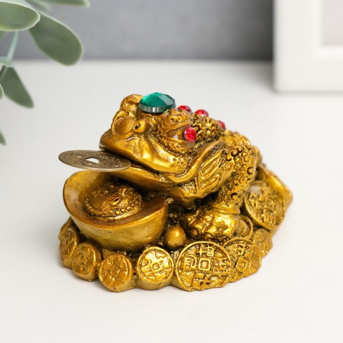 Нэцкэ бронза Нэцкэ бронза "Жаба на монетах с чашей" 7 х 6 х 5 см