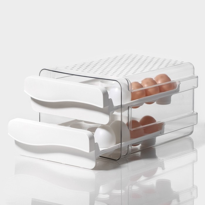 Контейнер для хранения яиц Доляна, 40 ячеек, 27×22×16 см, цвет белый Контейнер для хранения яиц Доляна, 40 ячеек, 27×22×16 см, цвет белый