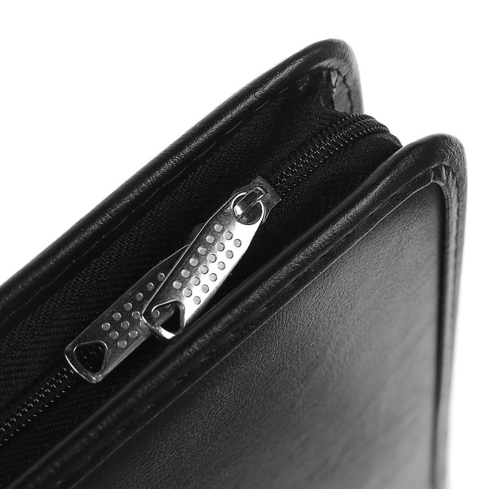 Папка деловая, искусственная кожа, для бумаг, 370 х 275 х 50 мм, с металлическим прижимом, с ручкой, 6Д52 «Люкс», чёрная Папка деловая, искусственная кожа, для бумаг, 370 х 275 х 50 мм, с металлическим прижимом, с ручкой, 6Д52 «Люкс», чёрная