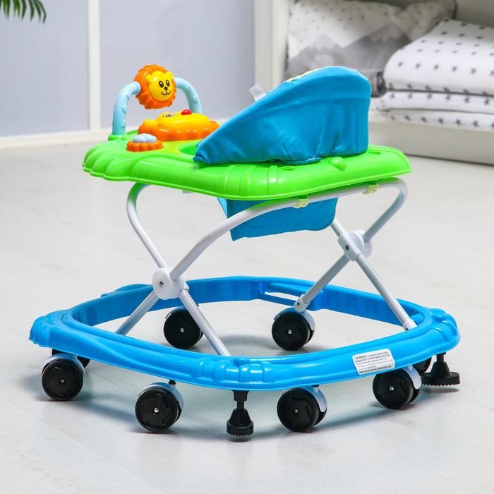 Ходунки «Львенок», 8 колес, тормоз, муз., игрушки, синий-зеленый Ходунки «Львенок», 8 колес, тормоз, муз., игрушки, синий-зеленый