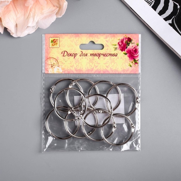 Кольца для творчества (фотоальбомов) Кольца для творчества (фотоальбомов) "Серебро" внутр. d= 3 см внешн. d=3,4 см н-р 10 шт
