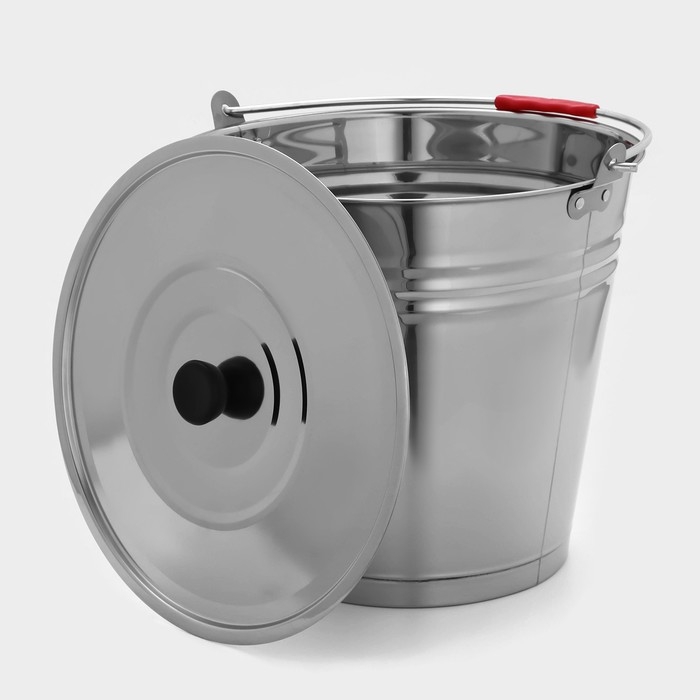 Ведро из нержавеющей стали с крышкой, 16 л, d=34 см, AISI 201 Ведро из нержавеющей стали с крышкой, 16 л, d=34 см, AISI 201