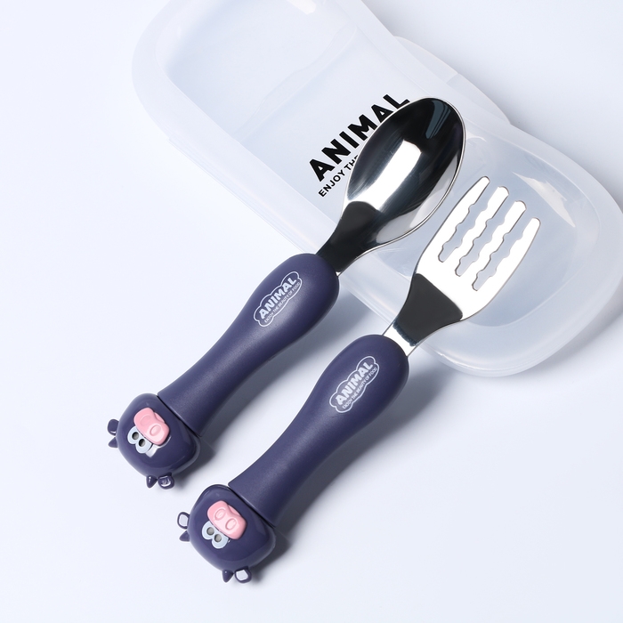 Набор детских столовых приборов в футляре «Коровки», вилка, ложка Набор детских столовых приборов в футляре «Коровки», вилка, ложка