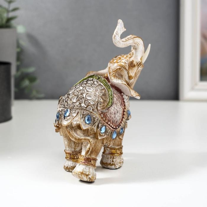 Сувенир полистоун Сувенир полистоун "Слон в попоне с сапфирами" МИКС под дерево 14х13х6 см