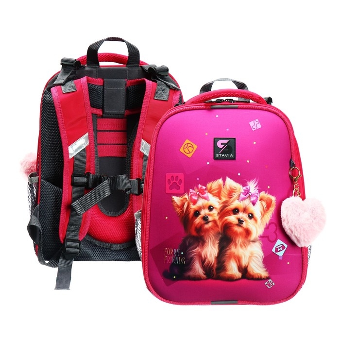 Рюкзак каркасный школьный 38 х 30 х 16 см, эргономичная спинка, Stavia Рюкзак каркасный школьный 38 х 30 х 16 см, эргономичная спинка, Stavia "Йорки", розовый