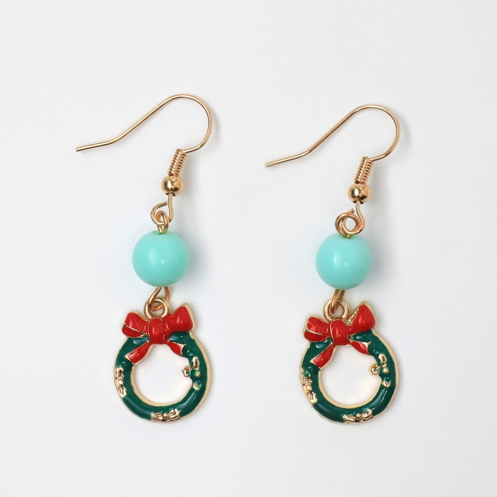 Новый год! Серьги «Новогодние» шар-венок, цветные в золоте Новый год! Серьги «Новогодние» шар-венок, цветные в золоте