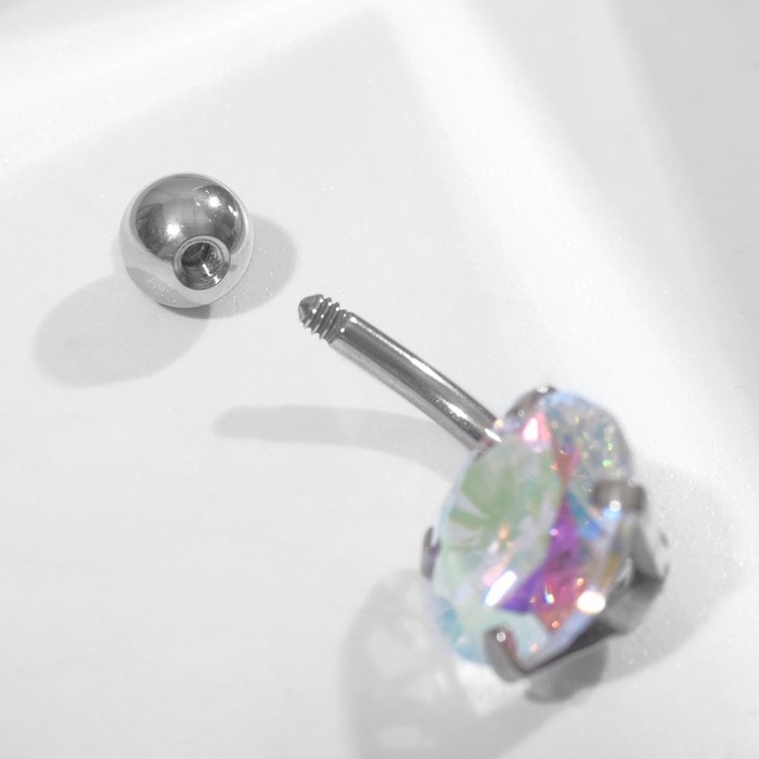 Пирсинг в пупок «Банан» с цирконом, L=2,3 см, цвет радужный в серебре Пирсинг в пупок «Банан» с цирконом, L=2,3 см, цвет радужный в серебре