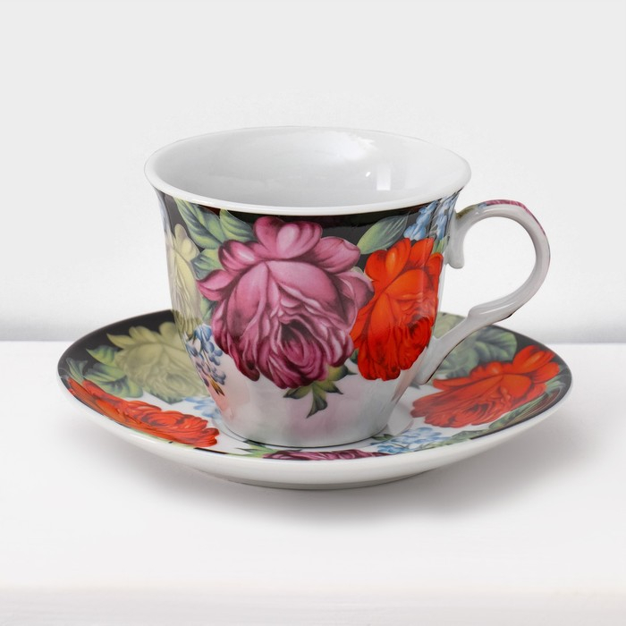 Сервиз чайный керамический на металлической подставке Доляна «Роспись», 13 предметов: 6 чашек 210 мл, 6 блюдец d=14 см, чайник 1 л Сервиз чайный керамический на металлической подставке Доляна «Роспись», 13 предметов: 6 чашек 210 мл, 6 блюдец d=14 см, чайник 1 л