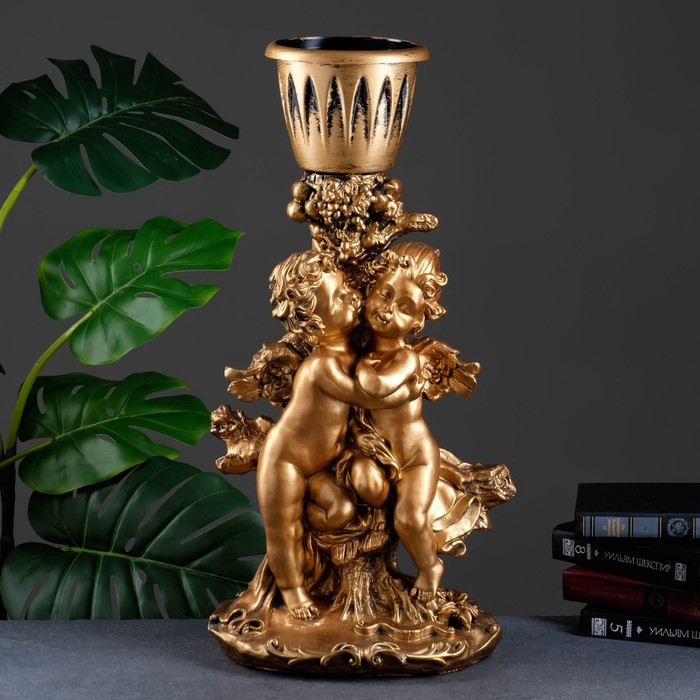 Фигурное кашпо Фигурное кашпо "Пара ангелов" бронза 1,2 л / 27х62х30см